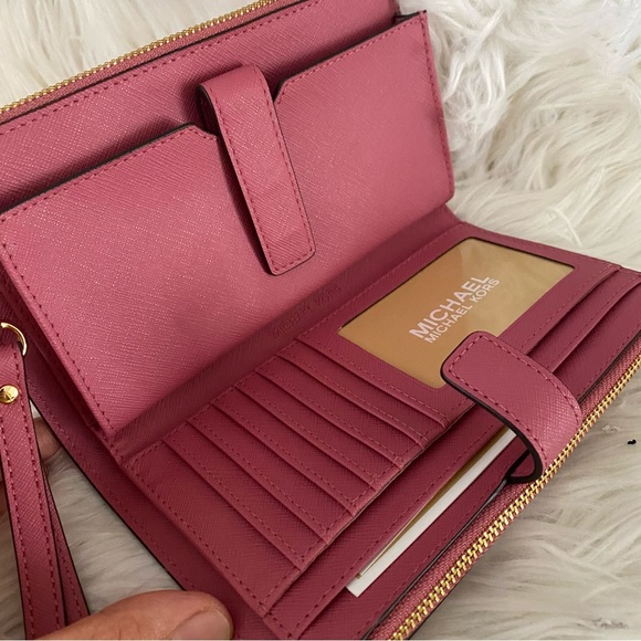 New Michael Kors jet set travel double zipper wallet wristlet - Picture 5 of 13